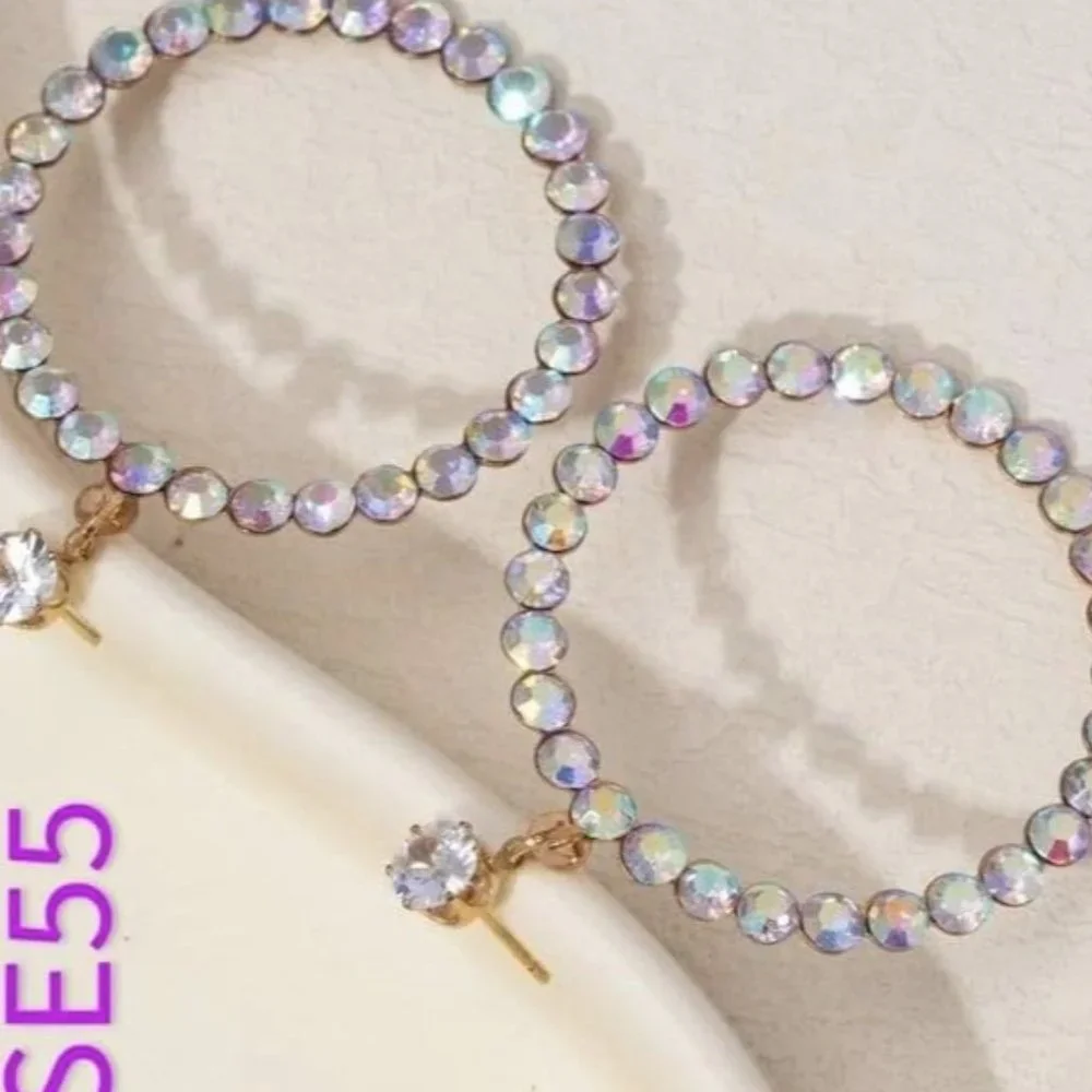 Hoop Rhinestone Earrings - Picture 2 of 3